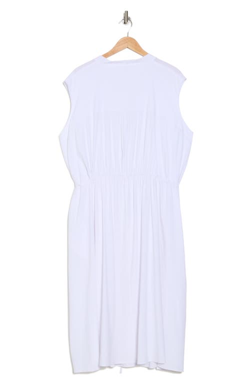 Vince Sleeveless Linen Blend Midi Dress In Optic White
