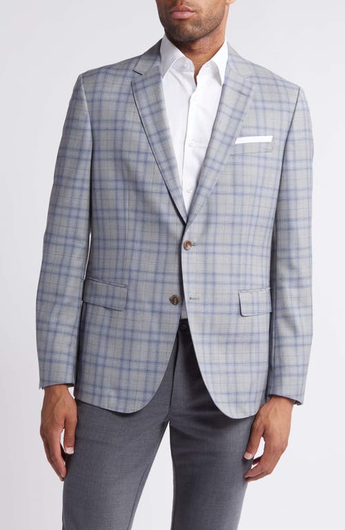 Shop Hugo Boss Boss Hutson Plaid Virgin Wool Blazer In Silver