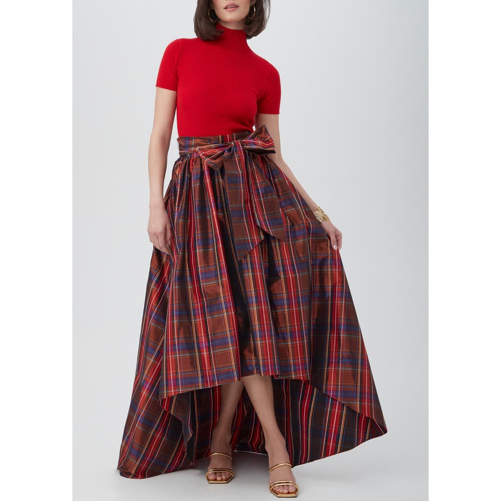 Trina Turk Kalina High-low Plaid Maxi Skirt In Multi