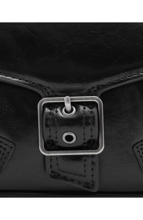 Shop Mango Buckle Detail Faux Leather Shoulder Bag In Black