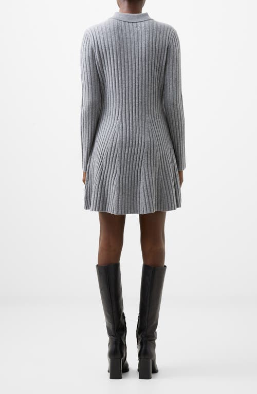 Shop French Connection Vhari Long Sleeve Polo Sweater Minidress In Mid Grey Melange