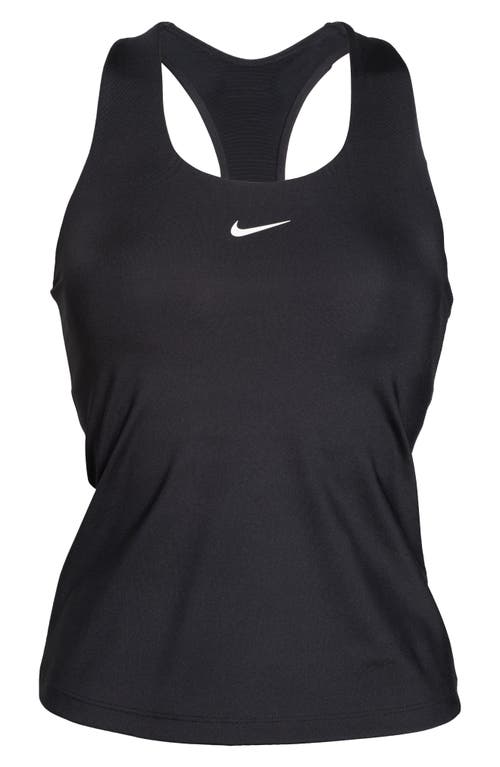 Shop Nike Dri-fit Swoosh Bra Racerback Tank In Black/black/white