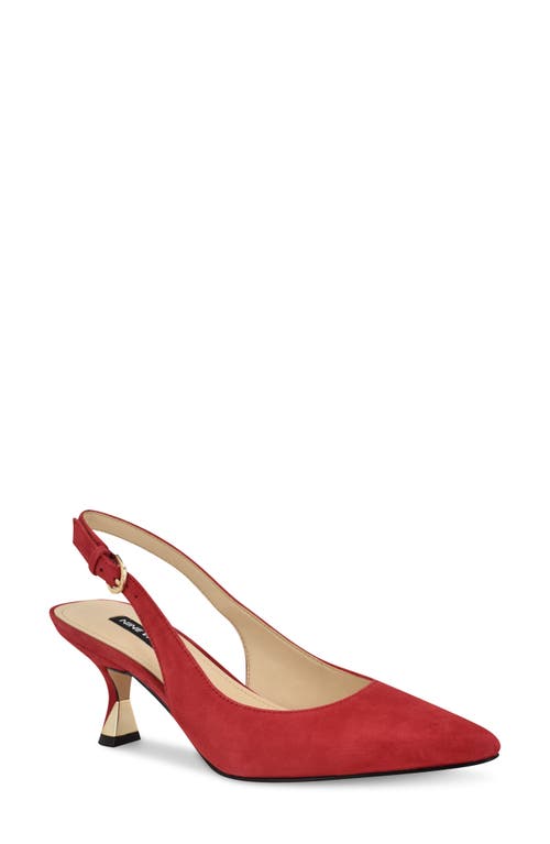 Shop Nine West Jannit Slingback Pointed Toe Kitten Heel Pump In Red