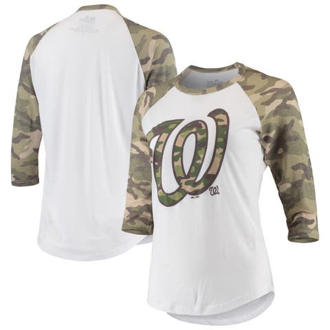 Washington Nationals Majestic Threads Women's Tri-Blend 3/4-Sleeve Raglan  Dress - Red