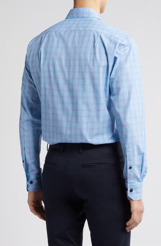 Shop Scott Barber Microdobby Glen Plaid Button-up Shirt In Aqua