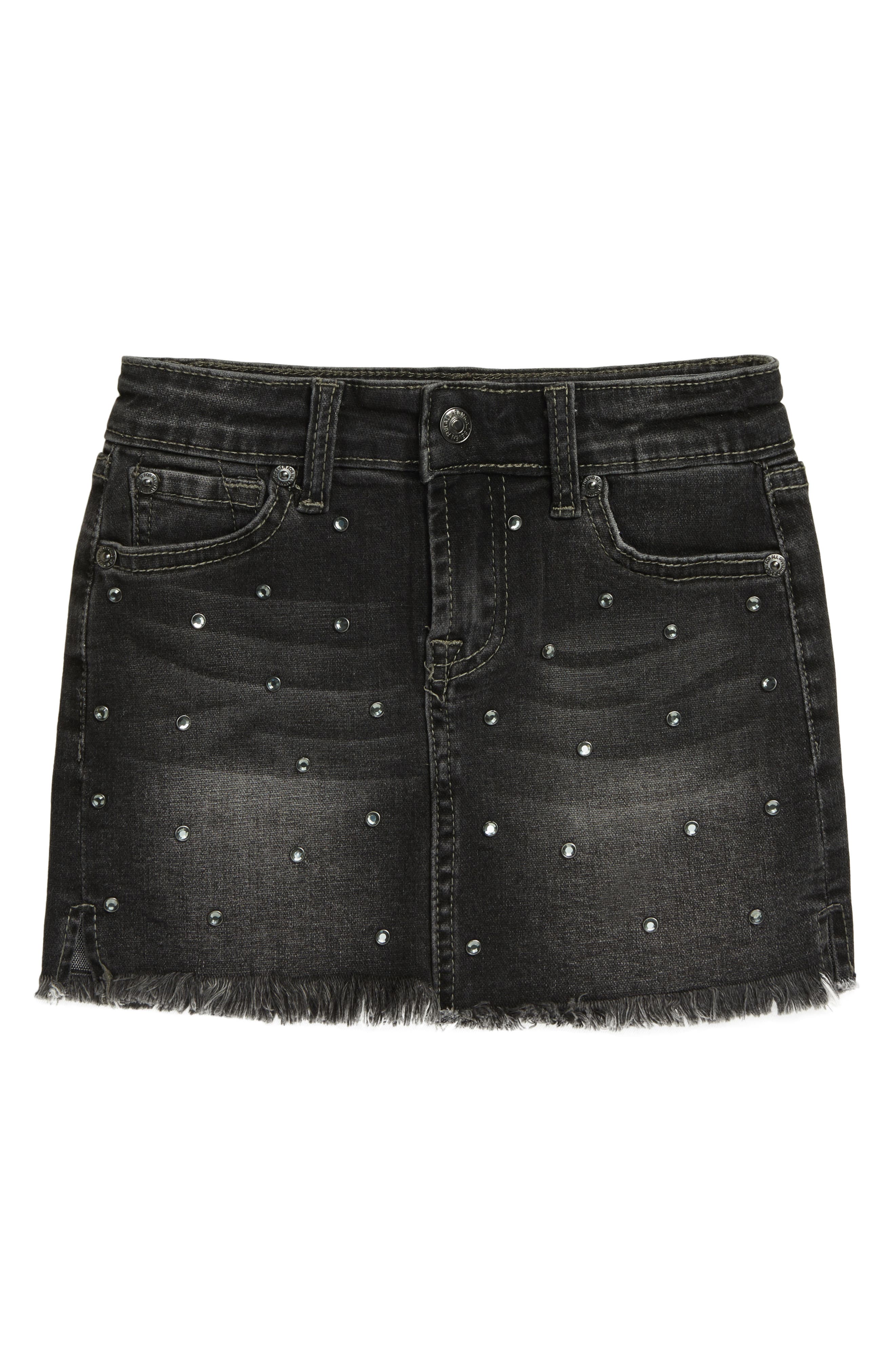 embellished denim skirt