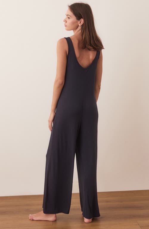 Shop Marine Layer Lexi Rib Lounge Jumpsuit In Navy