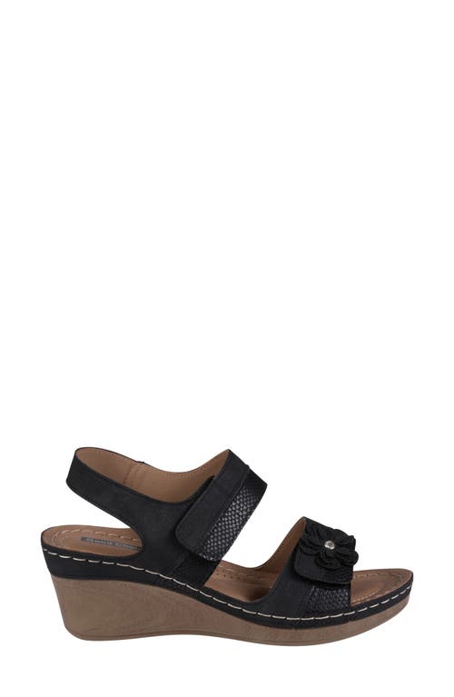 Good Choice New York Tulip Ankle Strap Platform Wedge Sandal In Black