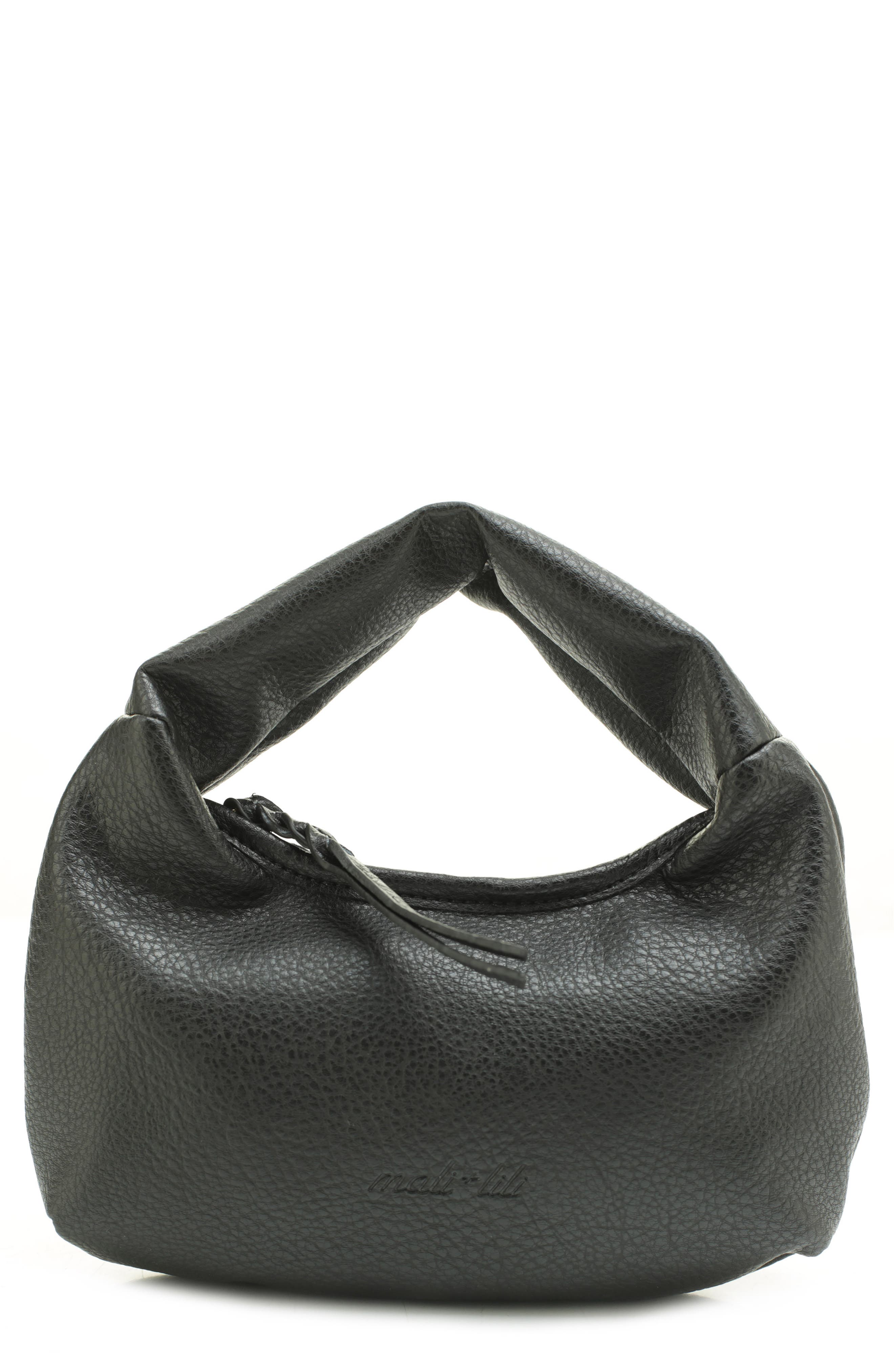 Black Pebble Grain peta-approved Vegan Leather Handbag 