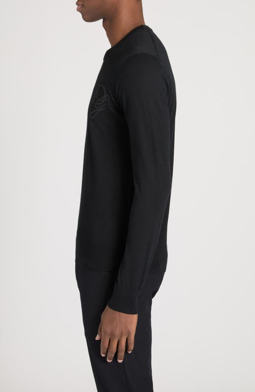 Shop Dolce & Gabbana Dolce&gabbana Logo Long Sleeve Cashmere Knit Top In N0000 Nero