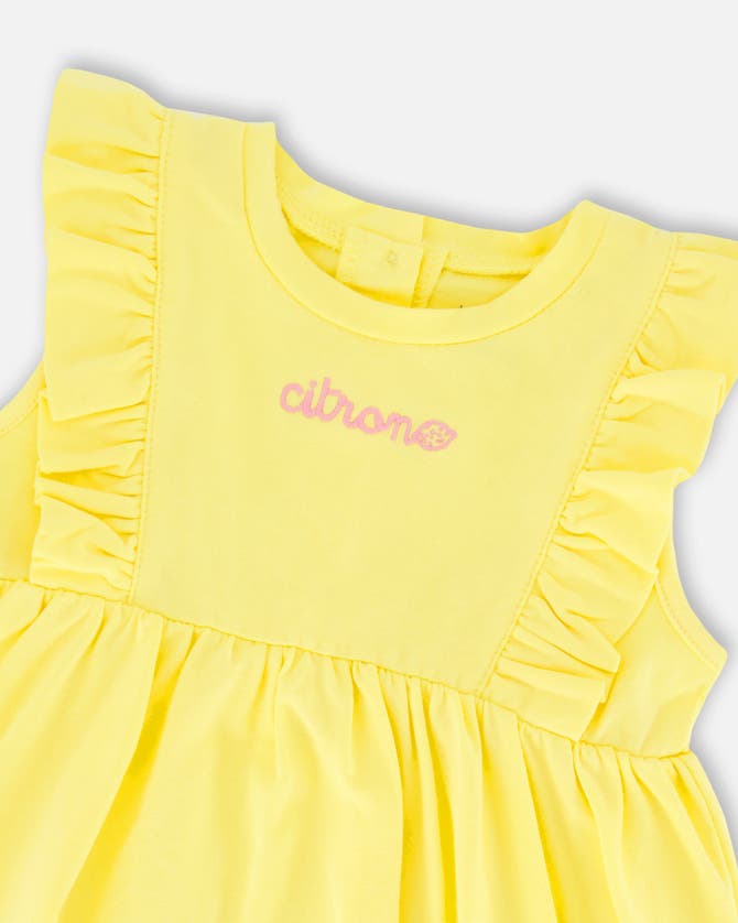 Shop Deux Par Deux Baby Girl's Organic Cotton Tunic And Capri Set Popcorn Yellow