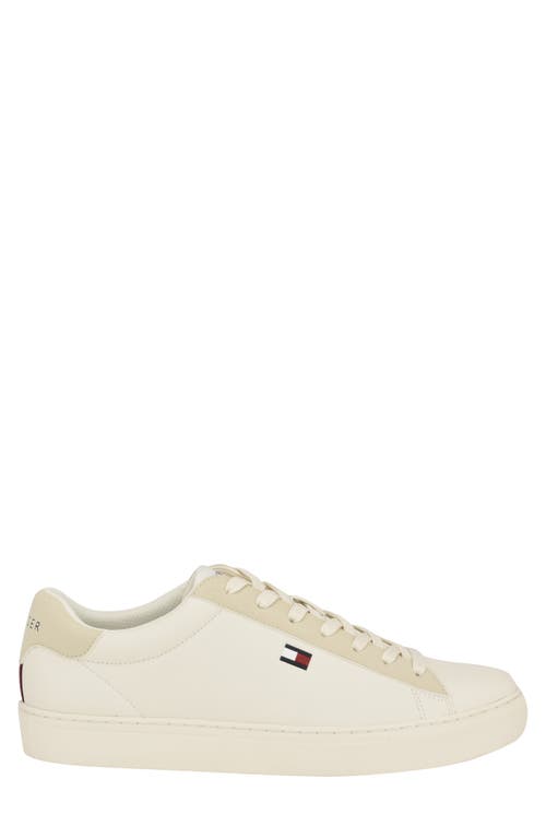 Tommy Hilfiger Men's Faux Leather Low Top Sneakers In Ivory