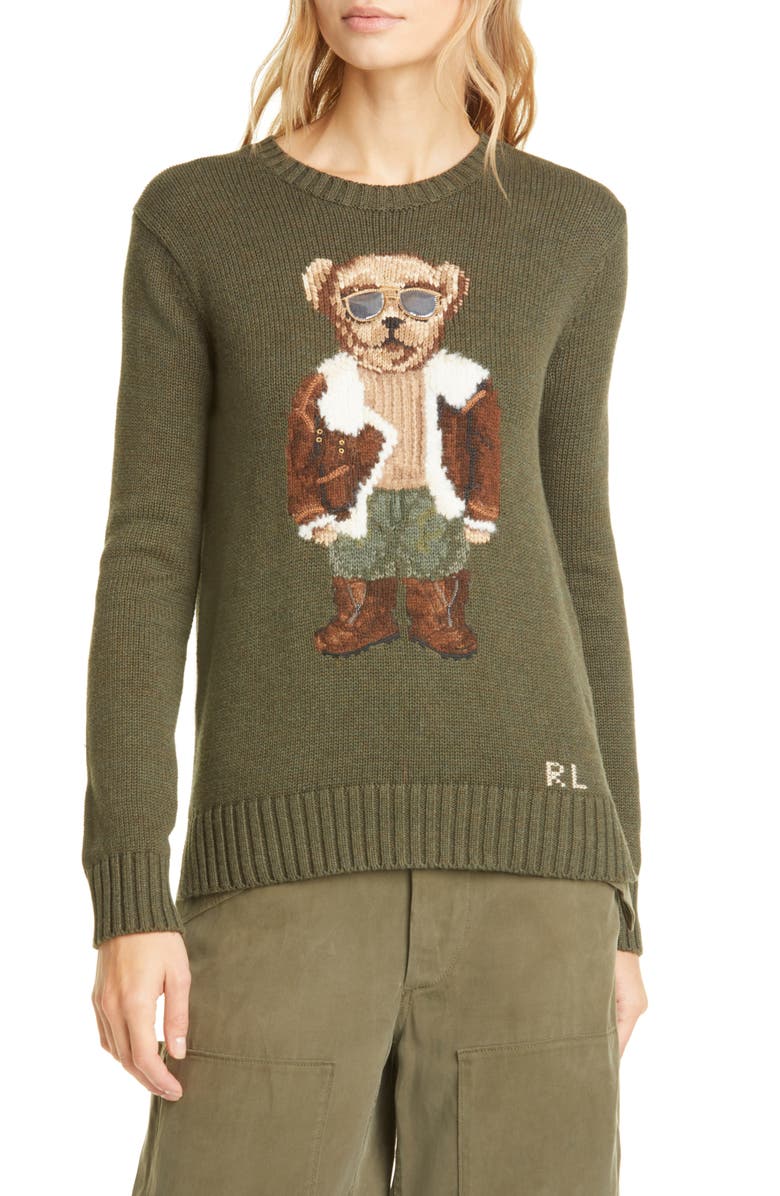 Polo Ralph Lauren Aviator Bear Cotton Sweater | Nordstrom