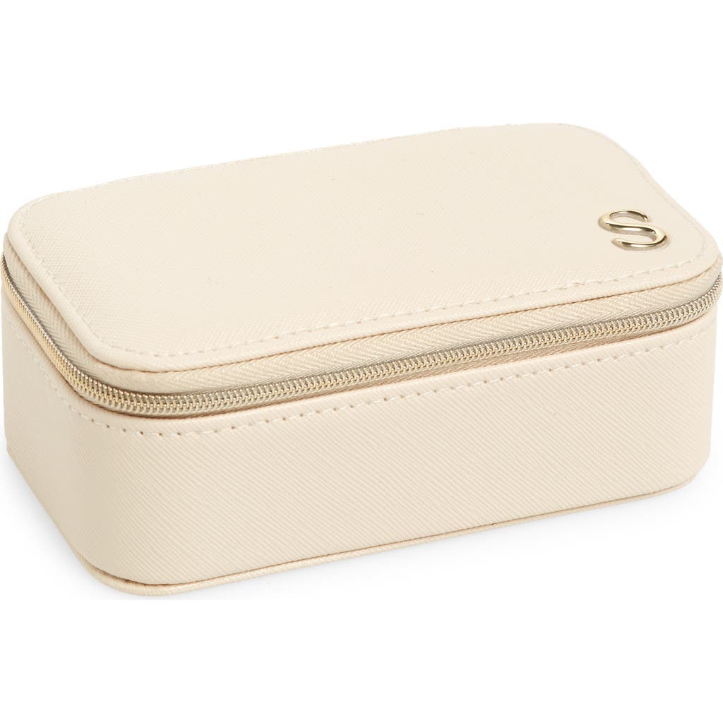 Nordstrom Initial Rectangular Jewelry Box In S- Cream- Gold