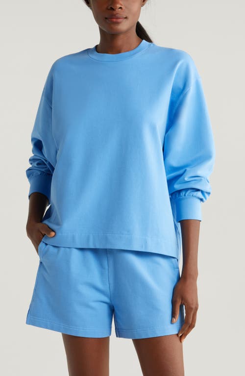 Shop Zella Swoop Crewneck Sweatshirt In Blue Lapis