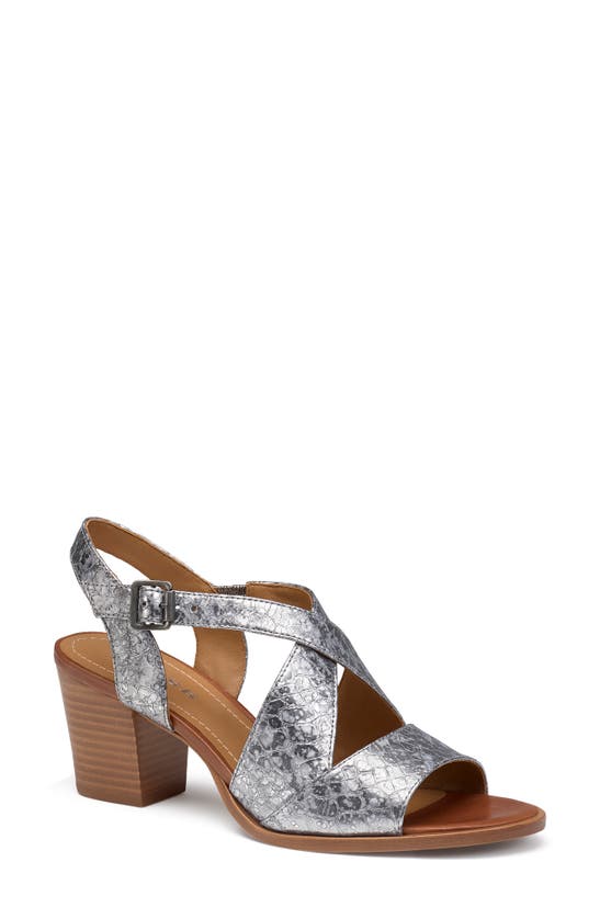Trask Charlene Slingback Sandal In Pewter Croco Printed Leather