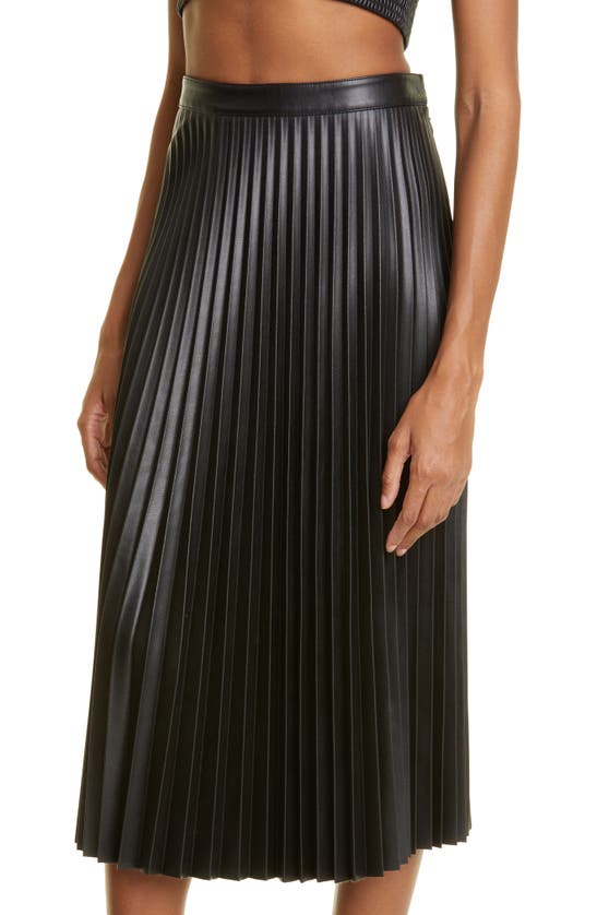PROENZA SCHOULER WHITE LABEL PLEATED FAUX LEATHER MIDI SKIRT