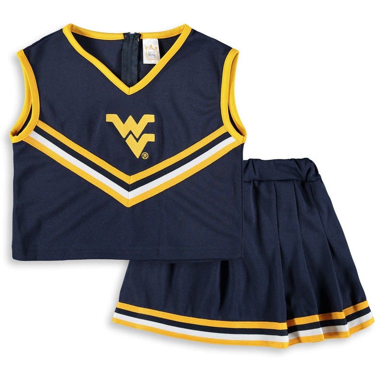 Little King Kids' Girls Youth Navy West Virginia Mountaineers Two-piece Cheer Set