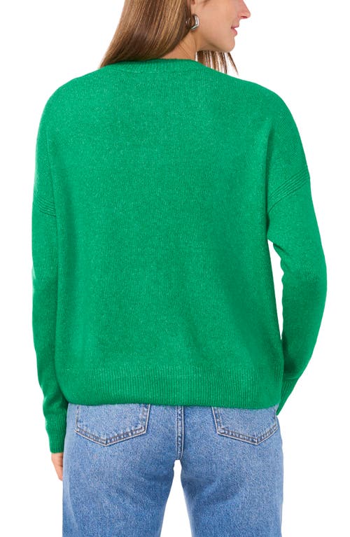 Shop Vince Camuto Cropped Crewneck Sweater In Electric Green