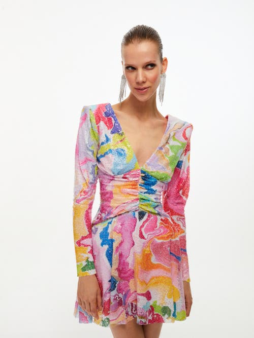 Nocturne Printed Sequined Mini Dress in Multi-Colored at Nordstrom, Size Large