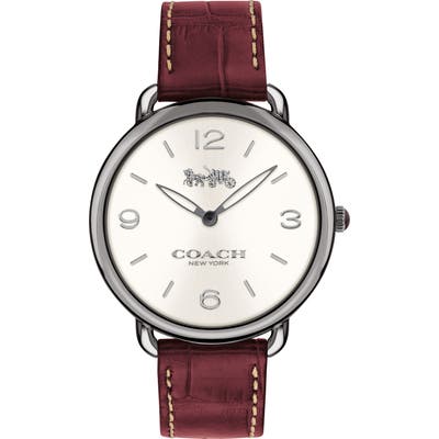 Coach Delancey Alligator Leather Strap Watch,