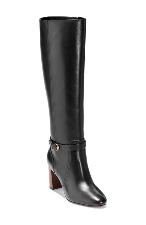 Shop Cole Haan Glendale Buckle Knee High Boot In Black Leather