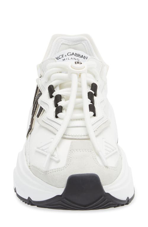 Dolce & Gabbana Woman Multicolor Fabric And Leather Daymaster Sneakers In White/black