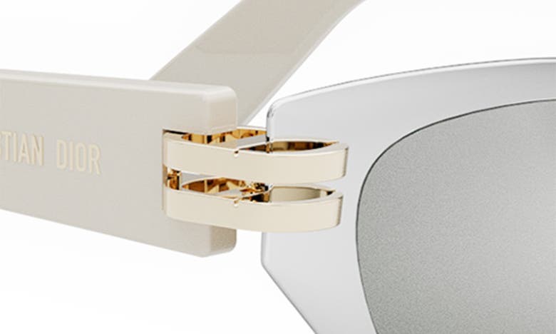 Shop Dior C B3u 53mm Mirrored Butterfly Sunglasses In Shiny Palladium / Smoke Mirror