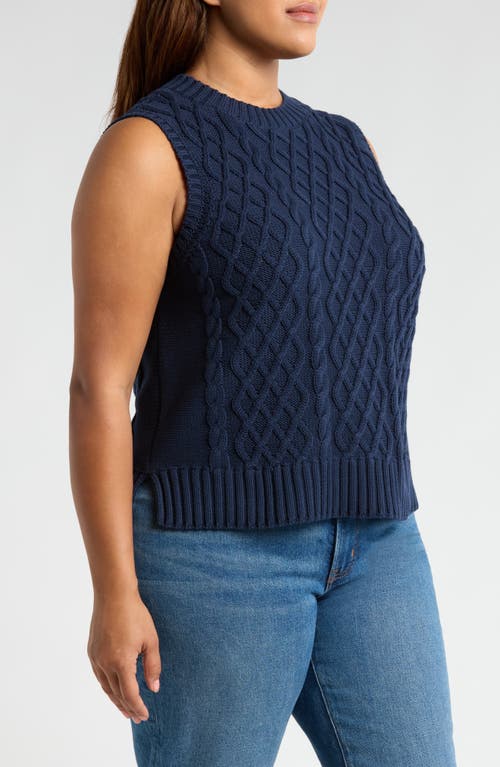 Shop Caslonr Caslon(r) Cable Stitch Sweater Vest In Navy Blazer