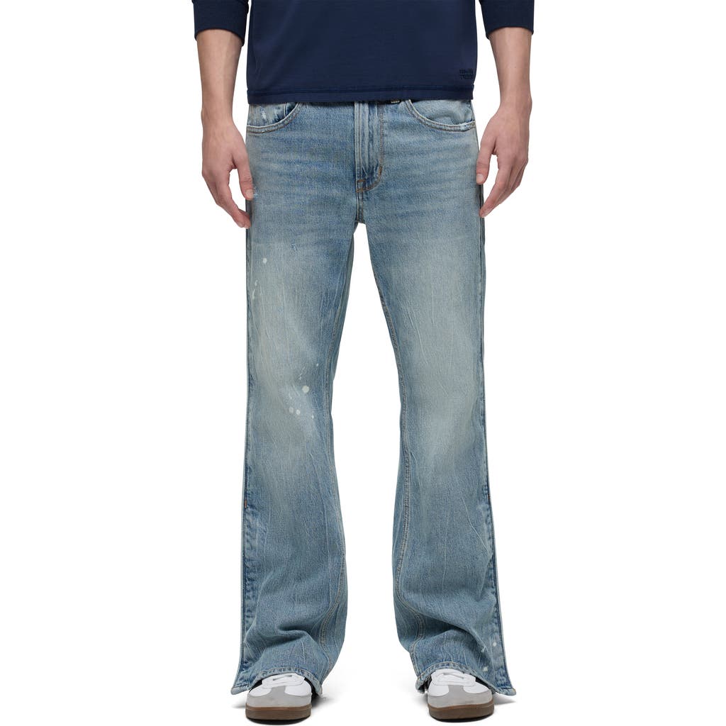 Hudson Jeans Walker Track Distressed Flared Jeans In Sequoia