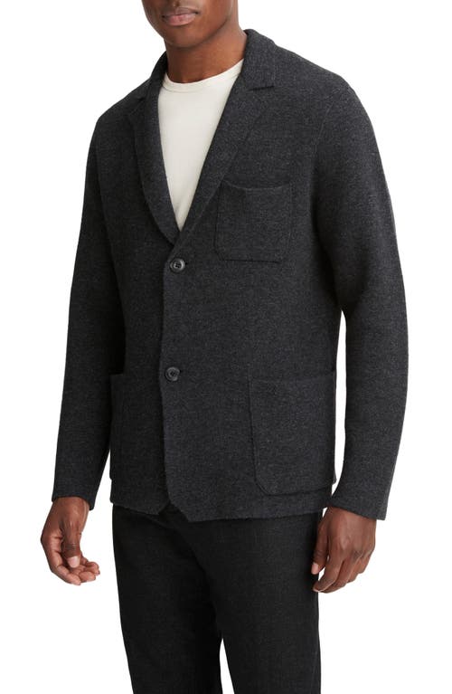 Vince Notched Collar Cardigan in Heather Black at Nordstrom, Size X-Large