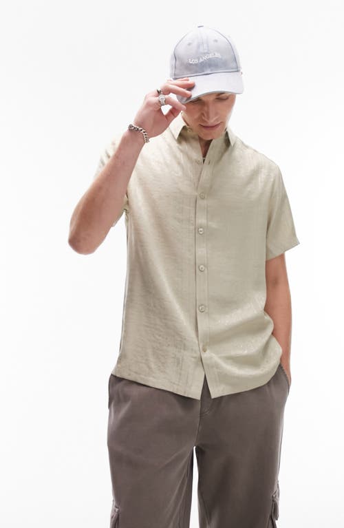 Topman Bandana Jacquard Button-Up Shirt Stone at Nordstrom,