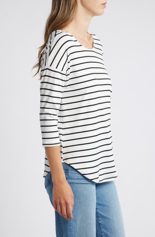 Shop Bobeau Crossback Butter T-shirt In Ivory/black Stripe