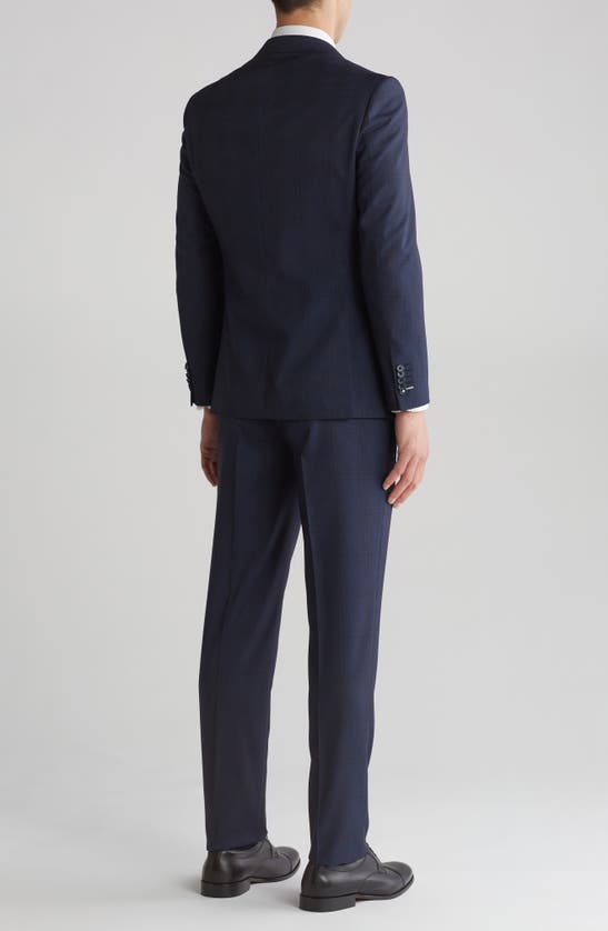 Shop English Laundry Plaid Trim Fit Peak Lapel Two-piece Suit In Black