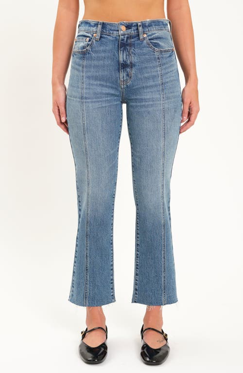 Shop Daze Shy Girl High Waist Raw Hem Crop Flare Jeans In Brooklyn