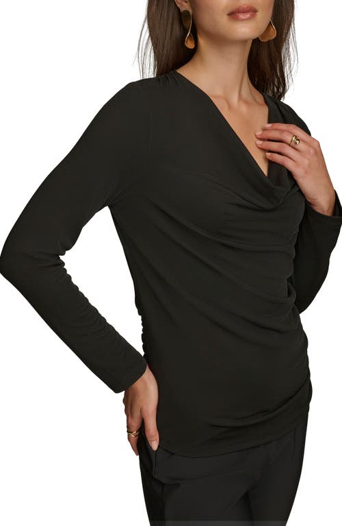 Shop Donna Karan New York Cowl Neck Long Sleeve Top In Black