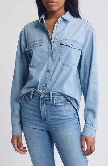 Good American Denim Button-up Shirt In Indigo641