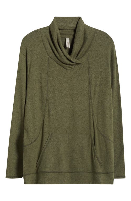 Loveappella Drape Neck Pullover In Olive