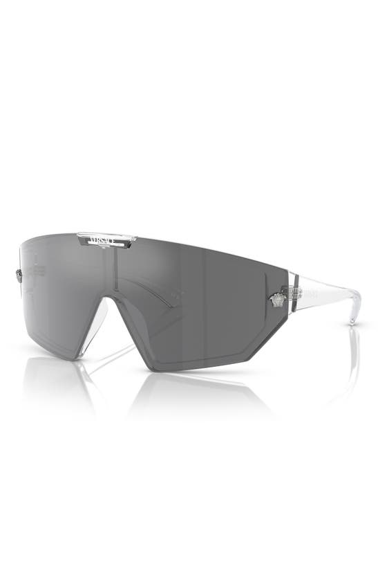 Shop Versace Medusa Horizon Shield Sunglasses In Crystal
