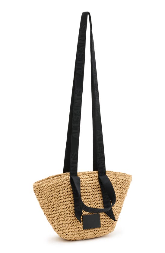 Allsaints Womens Almond Celayne Logo-debossed Mini Straw Tot In Nude