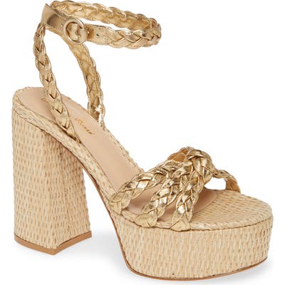 Gianvito Rossi Raffia Platform Sandal - Metallic
