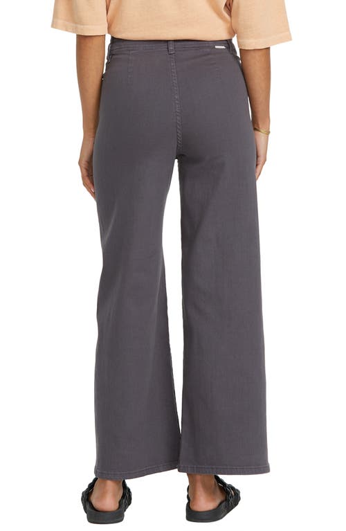 Shop Billabong Free Spirit Stretch Cotton Crop Wide Leg Pants In Black Sands