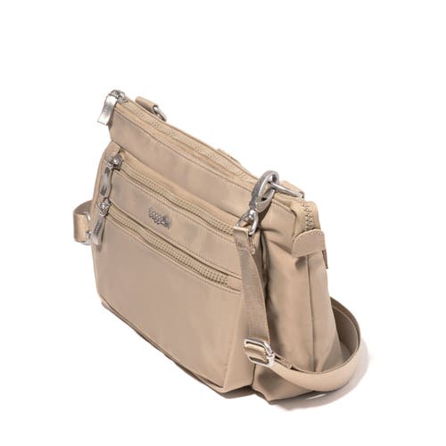 Shop Baggallini Pocket Belt Bag Convertible Crossbody Waist Pack In Taupe Twill