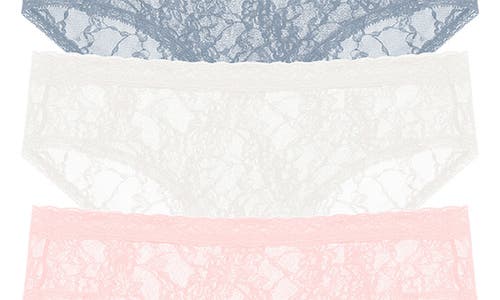 Shop Natori Bliss Allure Lace 3-pack Girl Briefs In Seashell/ivory/ocean Storm