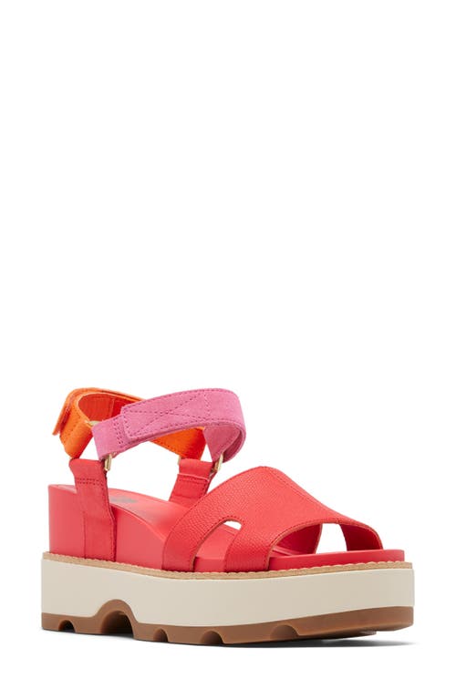 Shop Sorel Joanie Iv Ankle Strap Platform Wedge Sandal In Red Glo/honey White