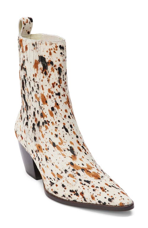 Collins Western Boot in White Multi Speckle Calf Hair