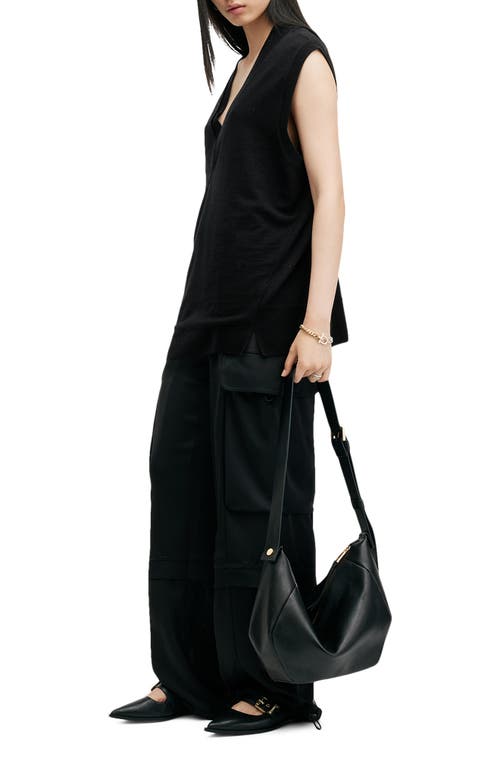 Allsaints Bern Merino Wool V-neck Tank Top In Black
