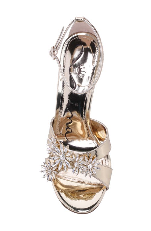 Nina Women's Dawn Dress Sandal With Crystal Flowers In Platino