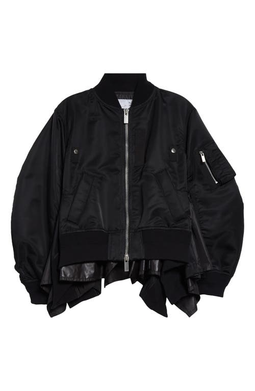 Shop Sacai Mixed Media Bomber Jacket In Black