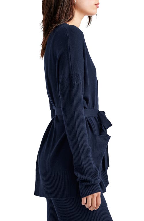 Shop Splendid Georgie Belted Tunic Cardigan In Navy